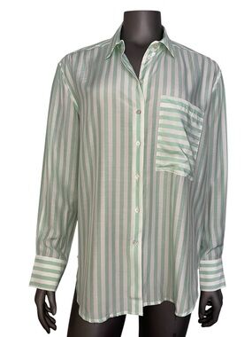 AYR Mint Green & White Vertical Stripe Button-Down Shirt
